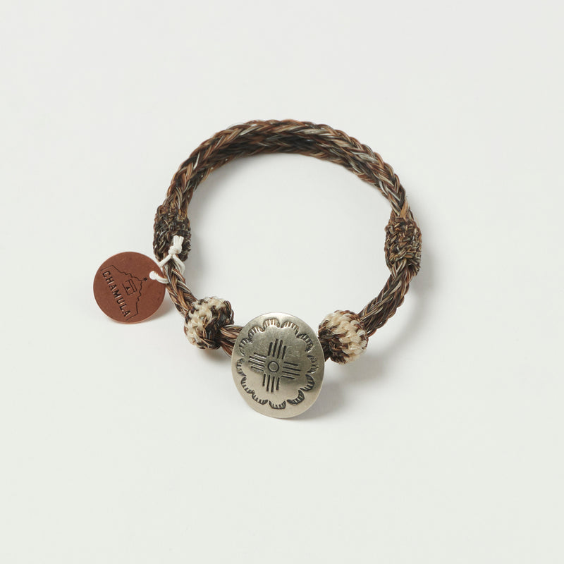 Chamula Horsehair Concho Bracelet - Brown Mix