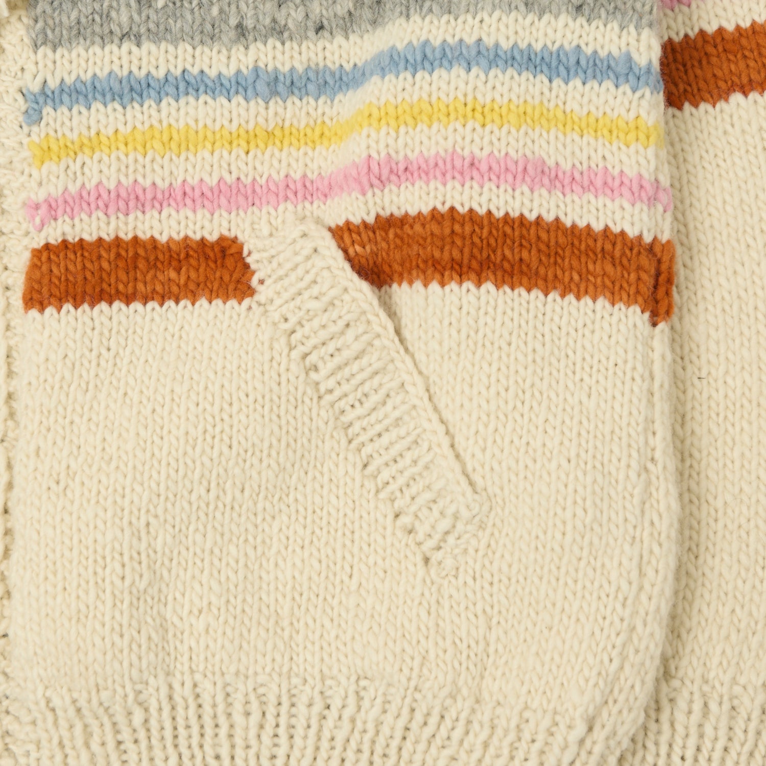 Chamula Striped Zip Through Cardigan - Ivory/Multi