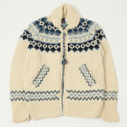 Chamula Zip Through Cardigan 'Fairisle #3' - Ivory