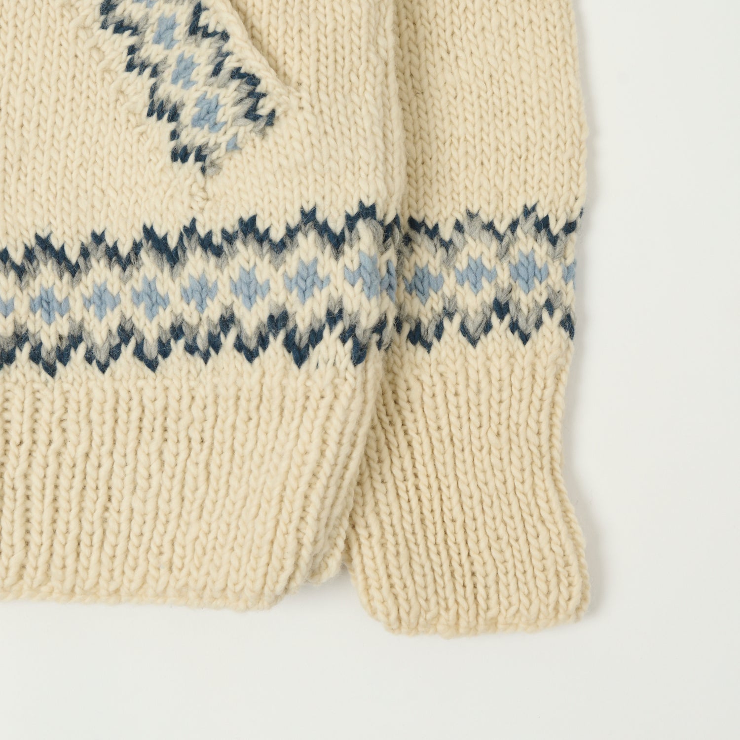 Chamula Zip Through Cardigan 'Fairisle #3' - Ivory
