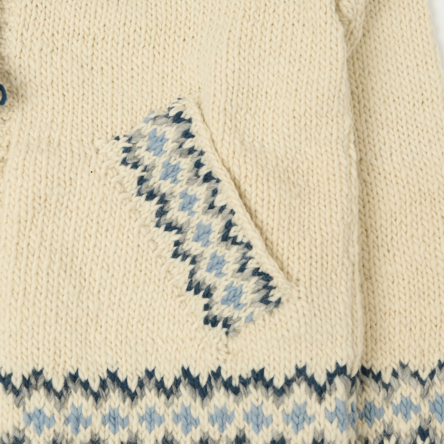 Chamula Zip Through Cardigan 'Fairisle #3' - Ivory