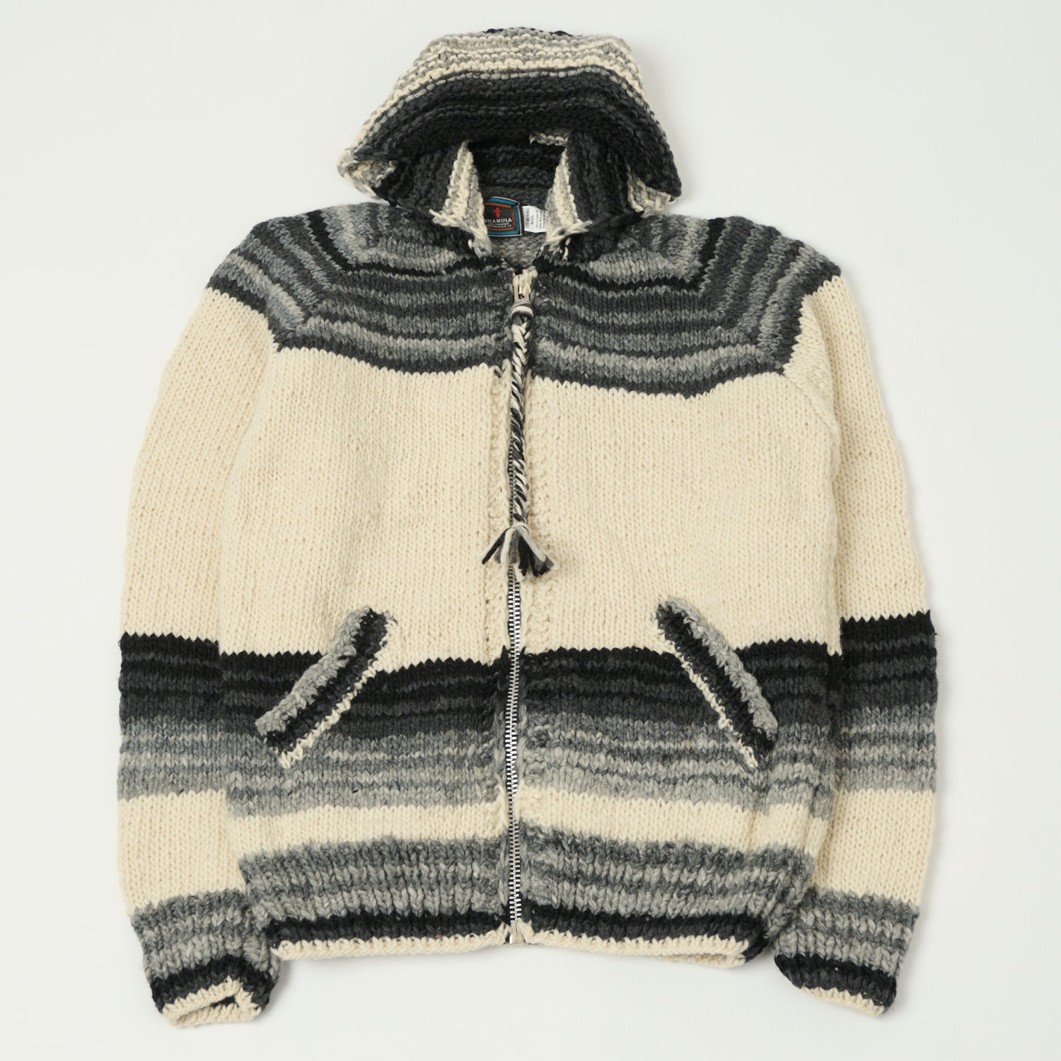 Chamula Zip Through Cardigan 'Serape' - Ivory