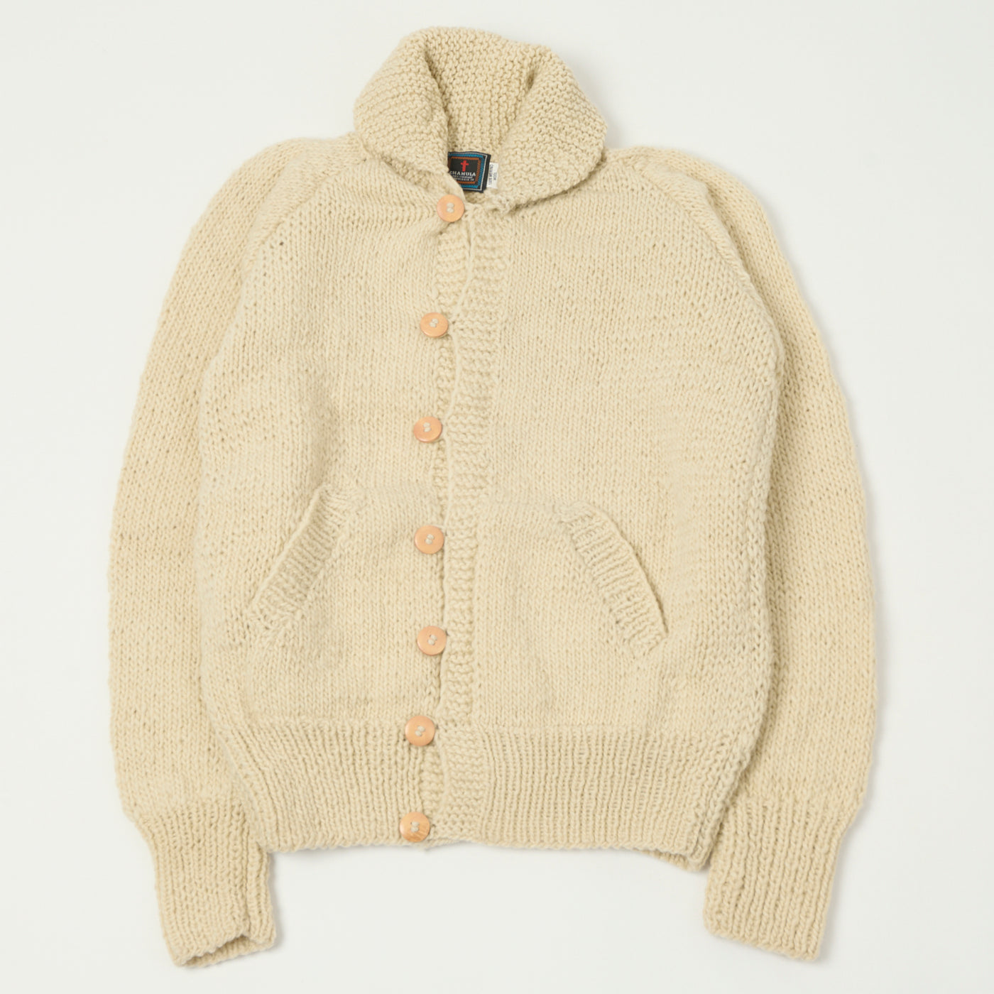 Chamula Shawl Collar Button Up Cardigan - Ivory