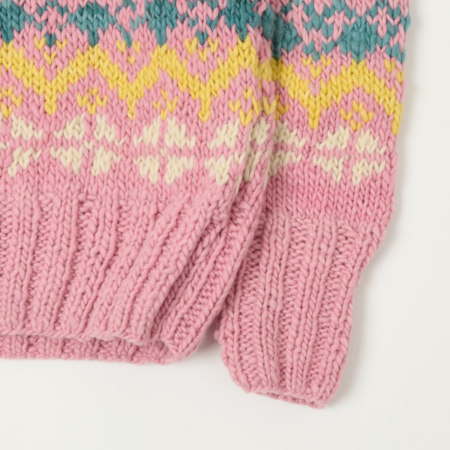 Chamula Pullover Jumper 'Fairisle #8' - Light Pink/Multi