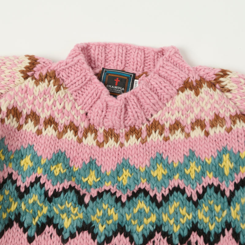 Chamula Pullover Jumper 'Fairisle #8' Light Pink/Multi SON OF