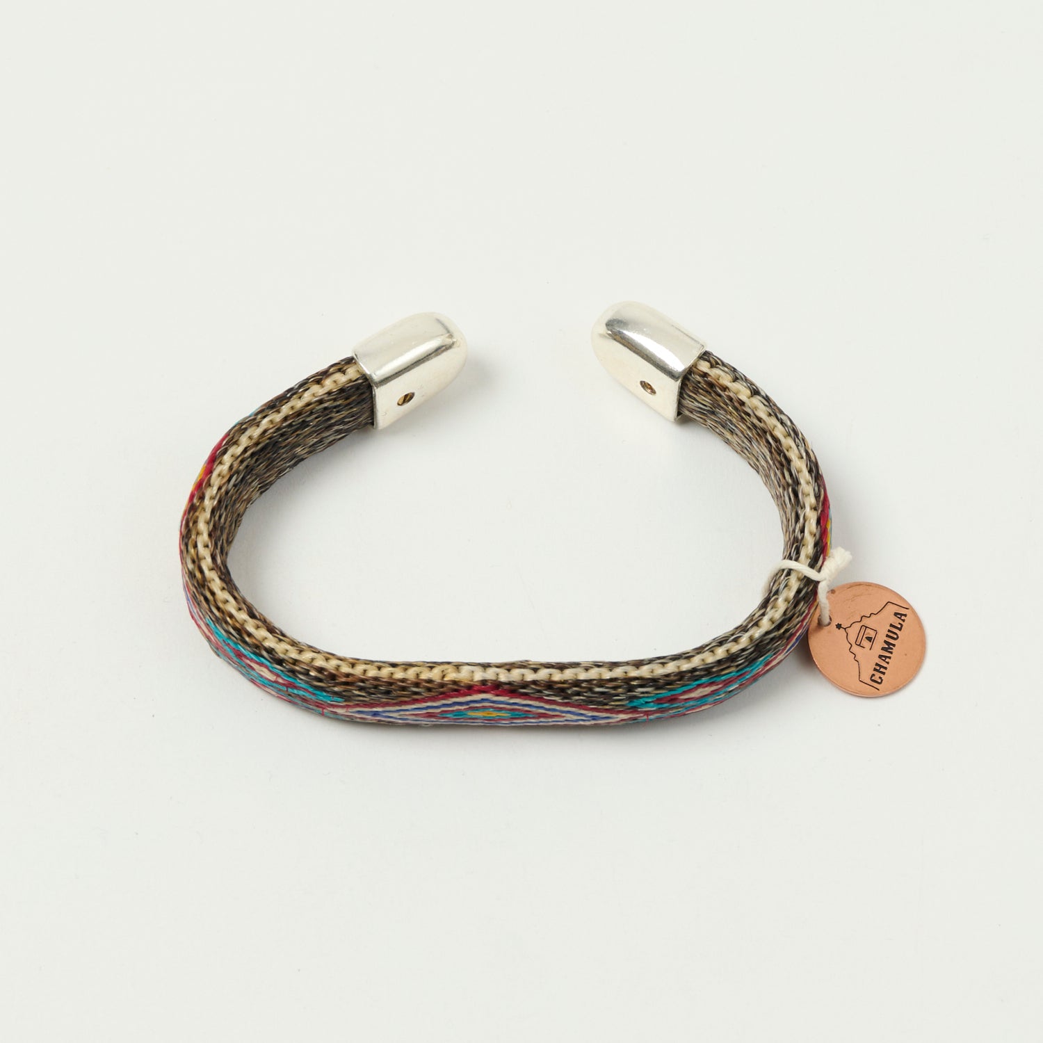 Chamula Bendable Horsehair Bracelet - Red/Brown/Turquoise