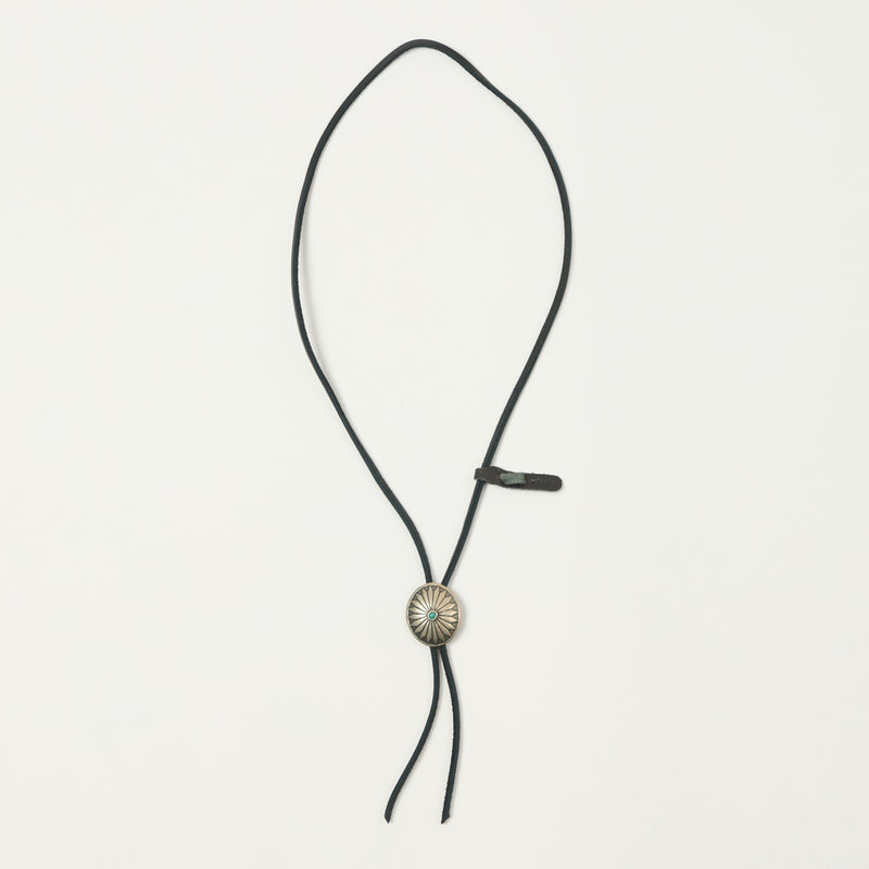 Yuketen Leather Bolo Tie w/Concho - Black