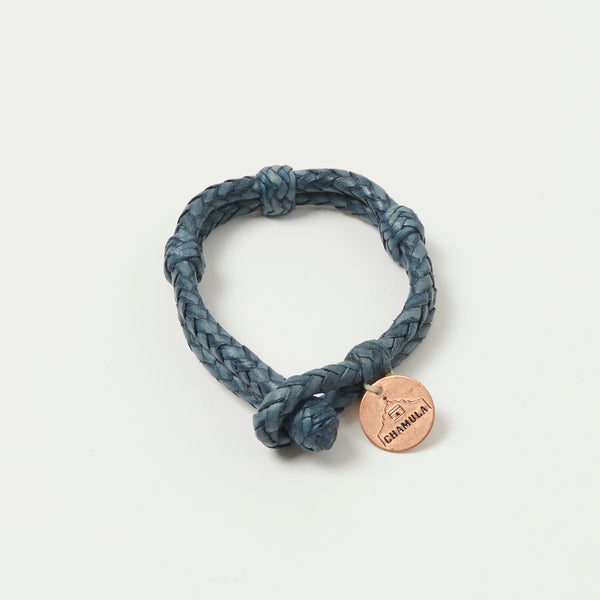 Chamula Double Round Leather Bracelet - Blue