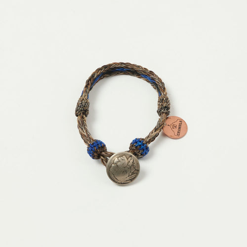 Chamula Horsehair Concho Bracelet - Brown/Blue