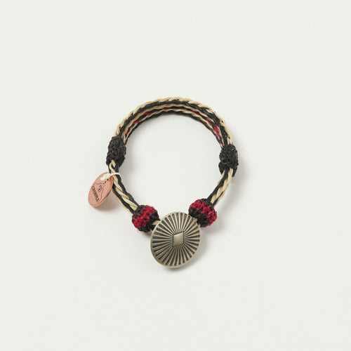 Chamula Horsehair Concho Bracelet - Black/White/Red