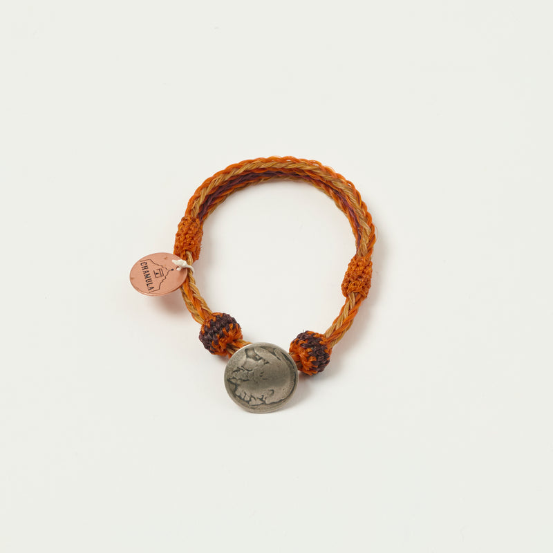 Chamula Horsehair Concho Bracelet - Orange/Brown