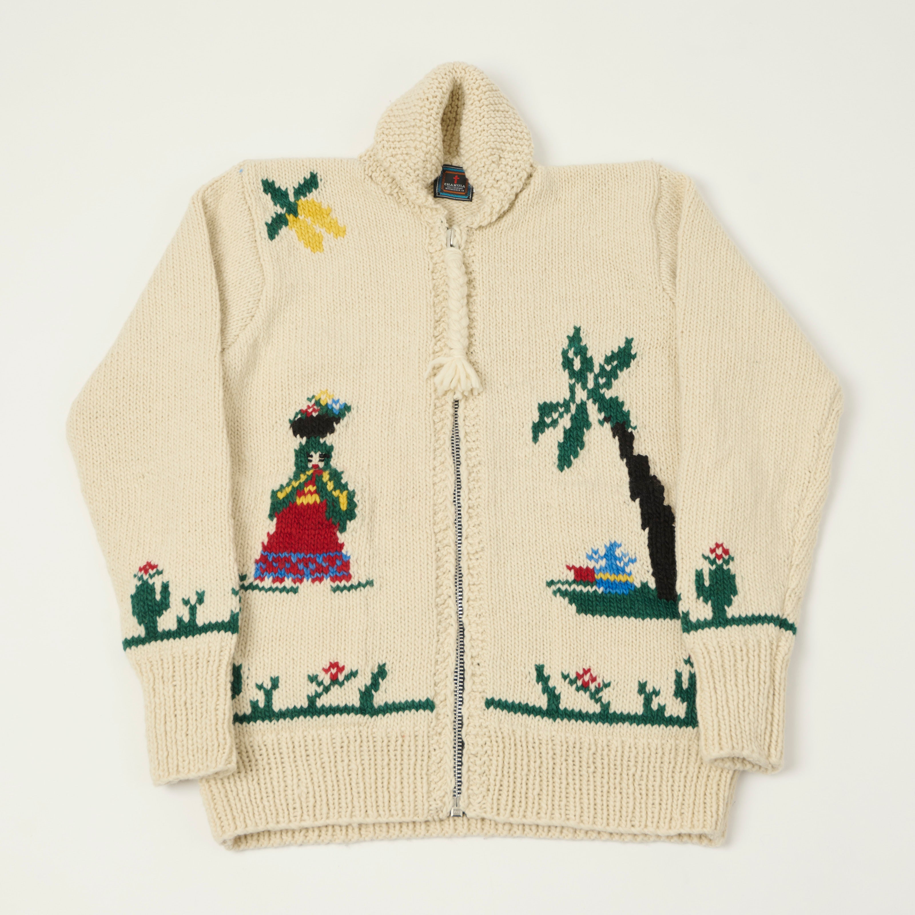 Chamula Merino Wool Multi Stripe Zip Through Cardigan - Grey/Multi