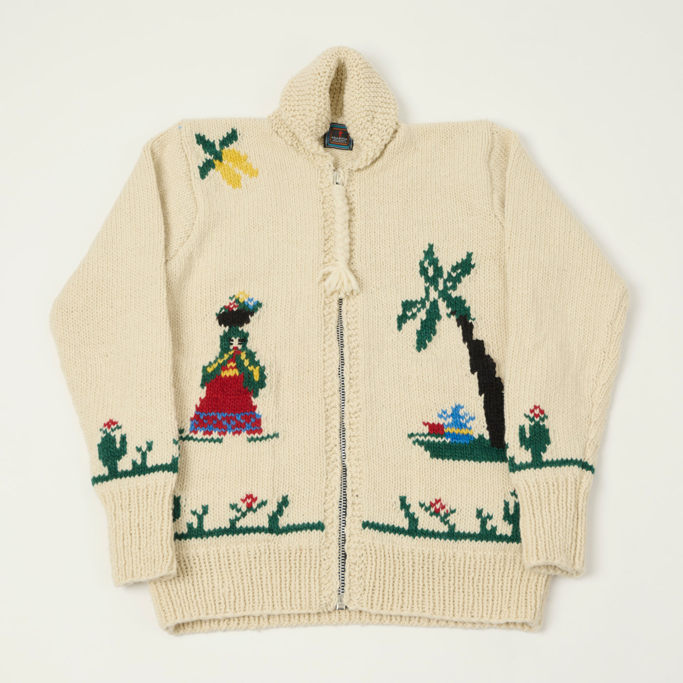 Chamula Merino Wool 'Souvenir Paisaje' Zip Through Cardigan - Ivory