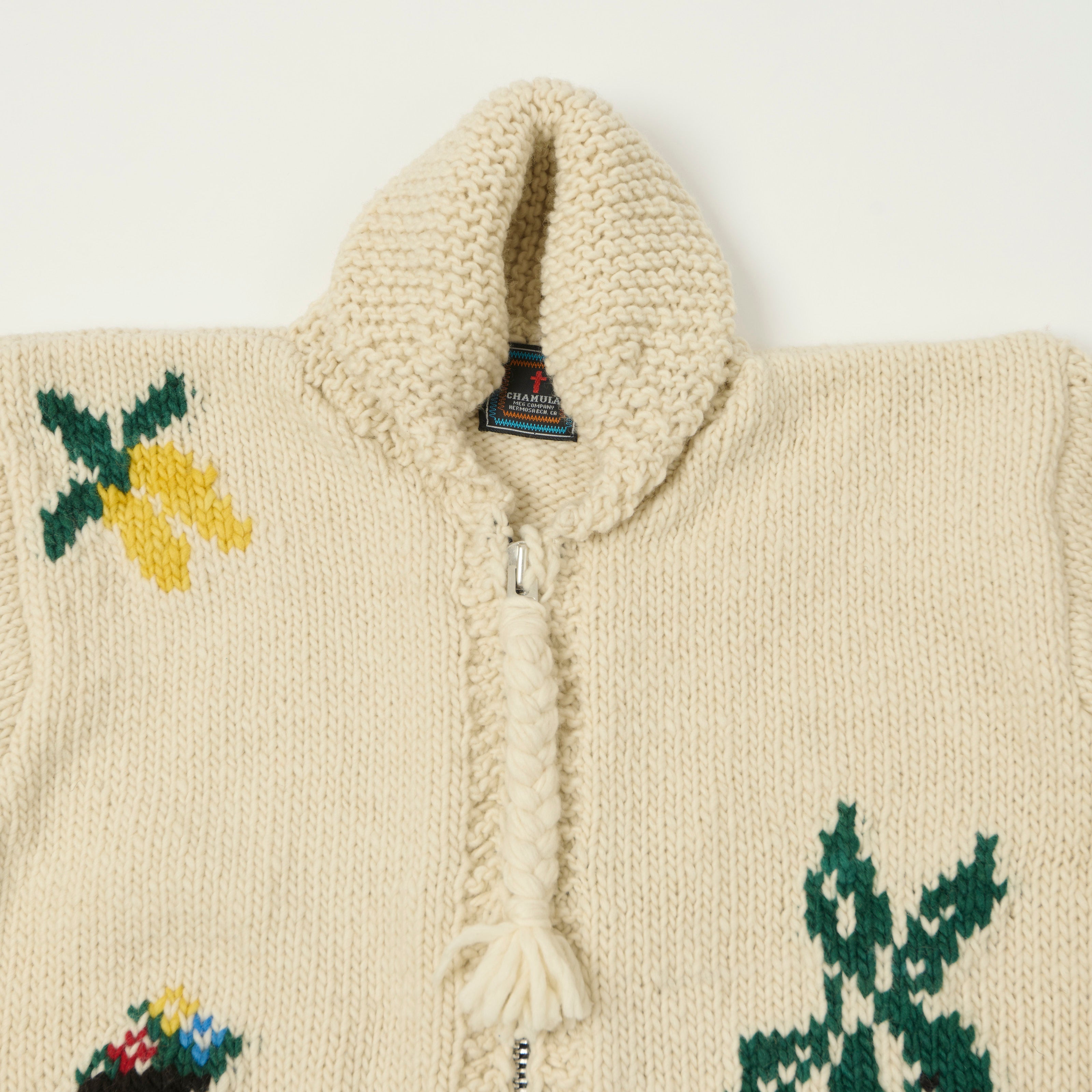 Chamula Merino Wool 'Souvenir Paisaje' Zip Through Cardigan - Ivory