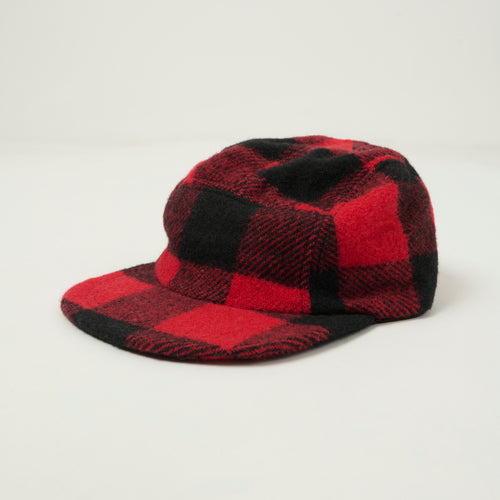 Crown Cap 1-149 Buffalo Check Five Panel Cap - Red/Black