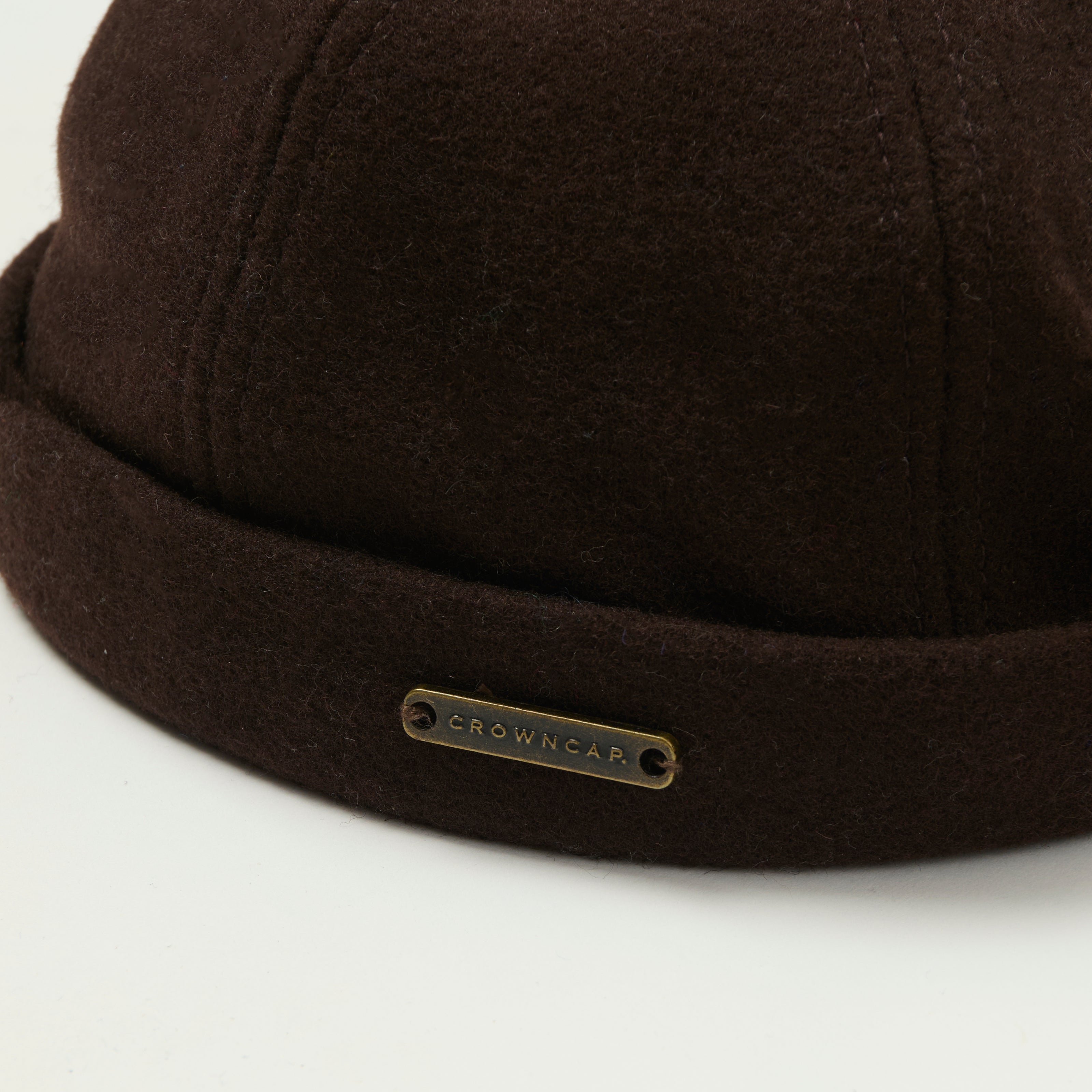Crown Cap 1-011F Melton Wool Beanie Cap - Brown