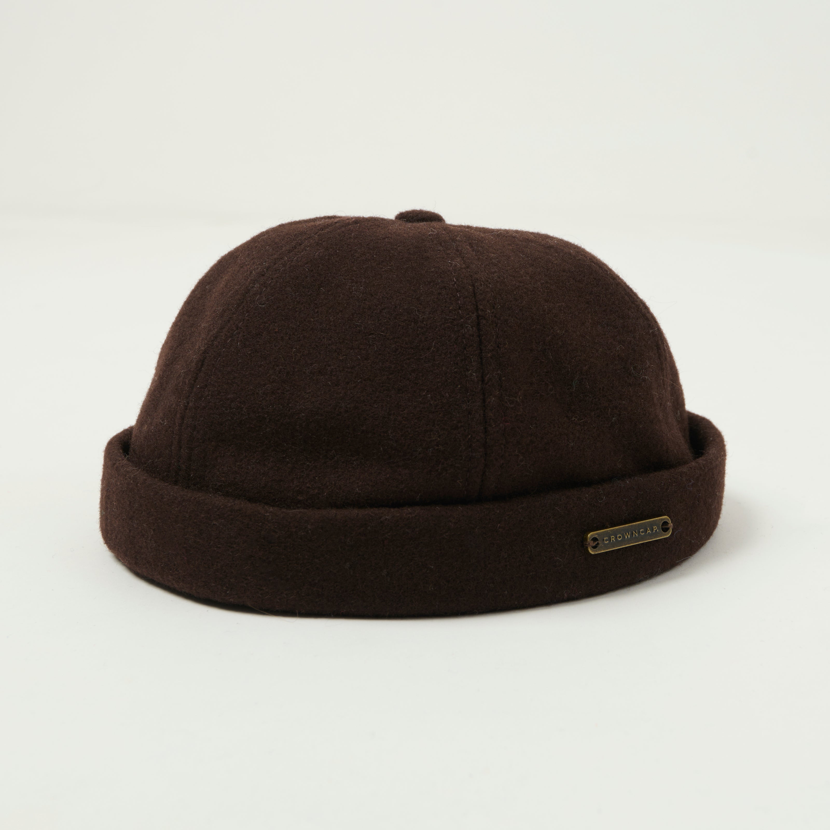 Crown Cap 1-011F Melton Wool Beanie Cap - Brown