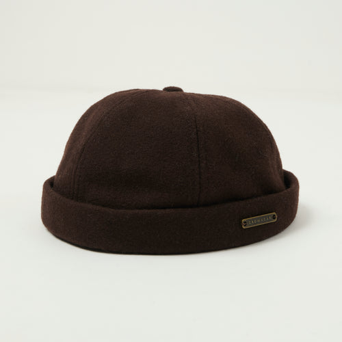 Crown Cap 1-011F Melton Wool Beanie Cap - Brown