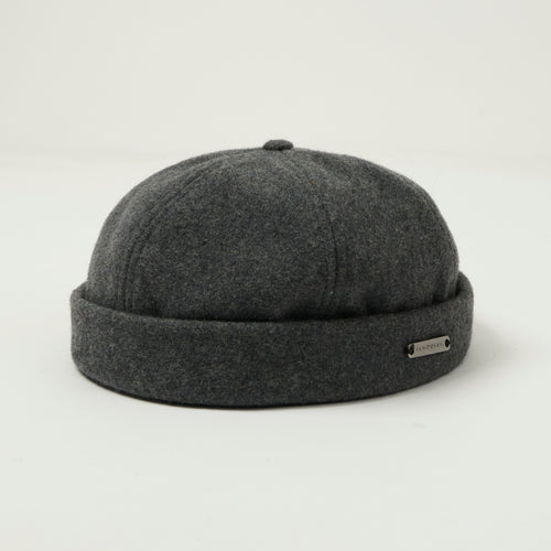 Crown Cap 1-011F Melton Wool Beanie Cap - Charcoal