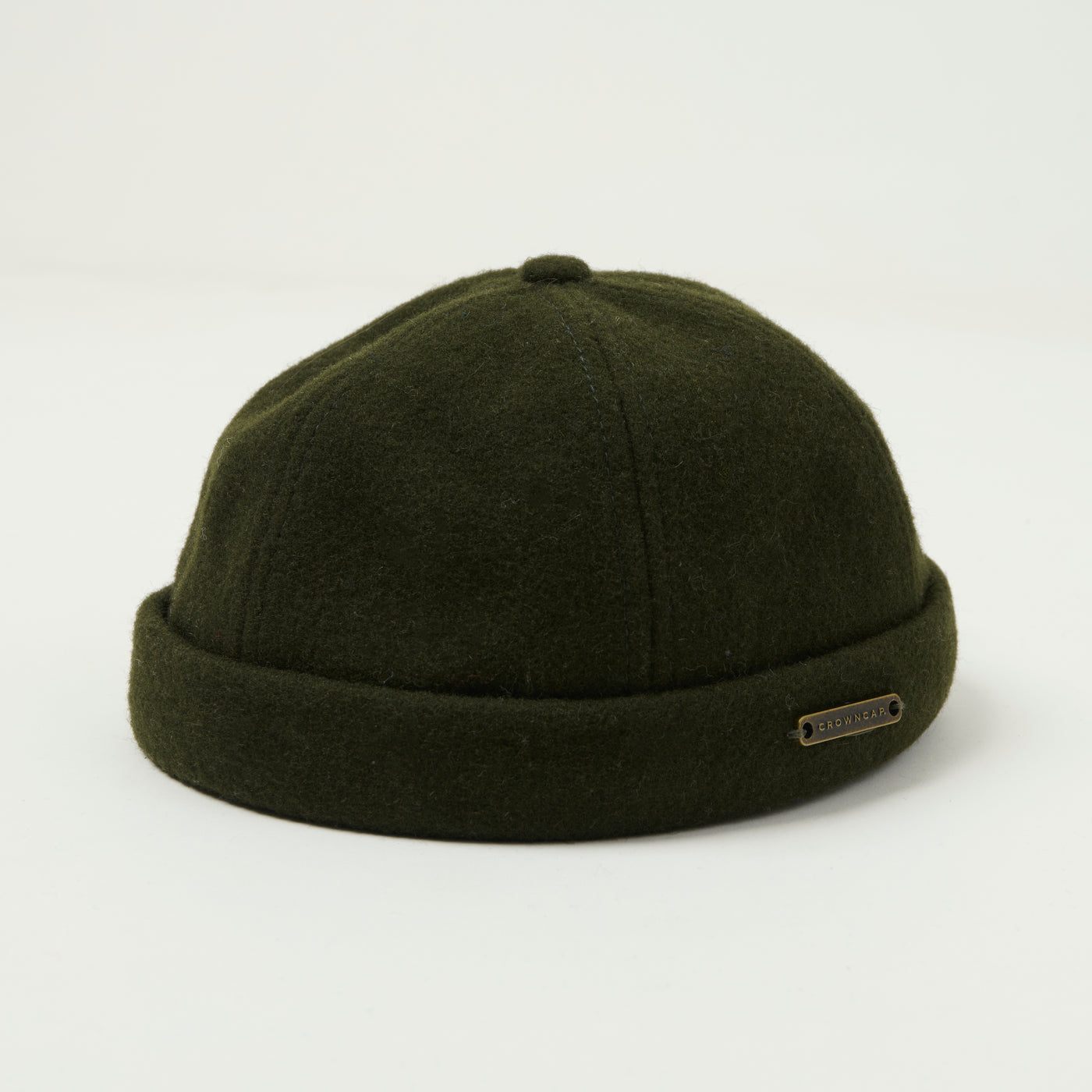 Crown Cap 1-011F Melton Wool Beanie Cap - Loden