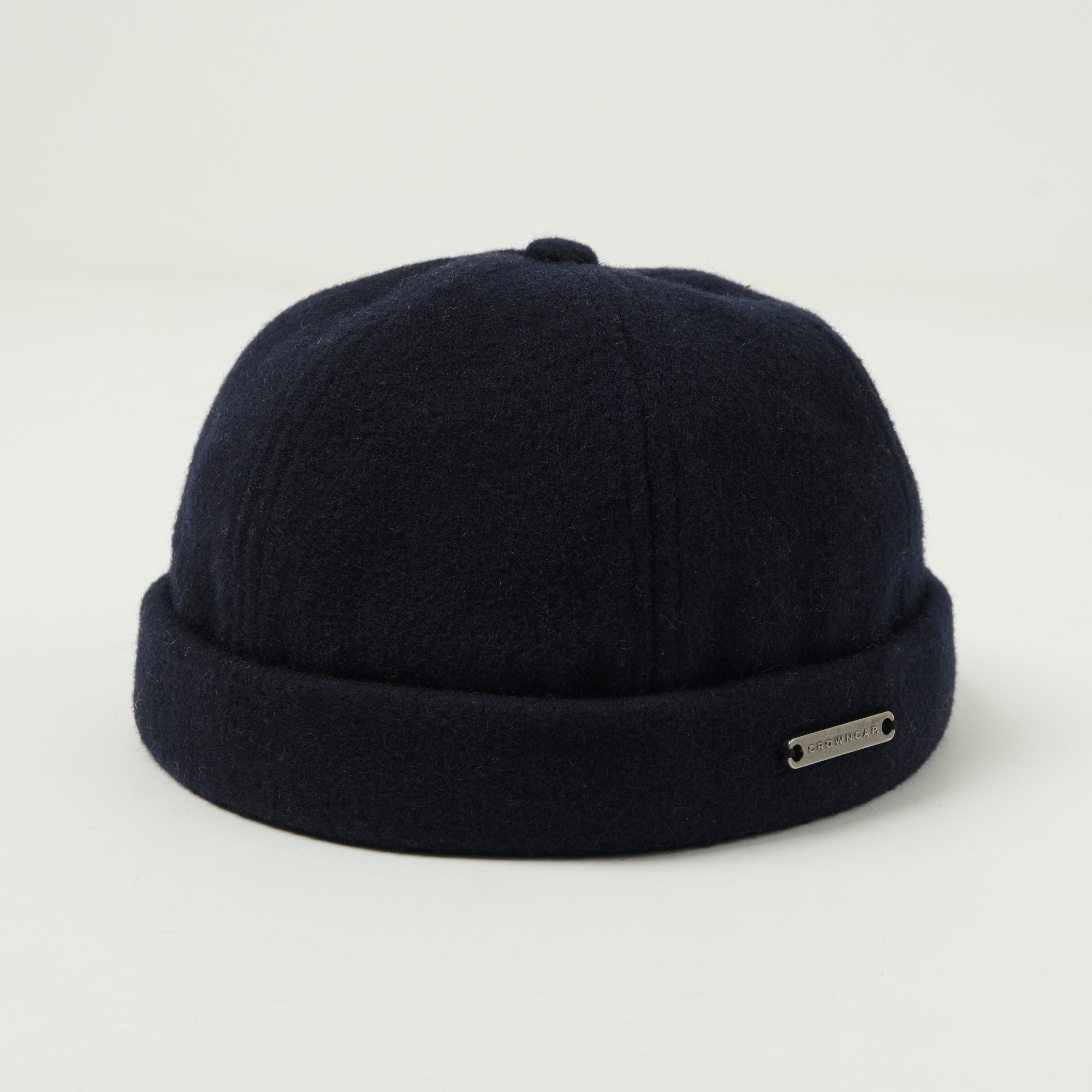 Crown Cap 1-011F Melton Wool Beanie Cap - Navy