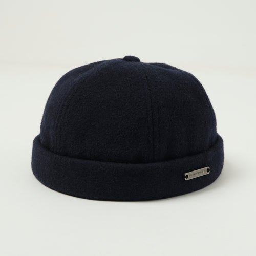 Crown Cap 1-011F Melton Wool Beanie Cap - Navy