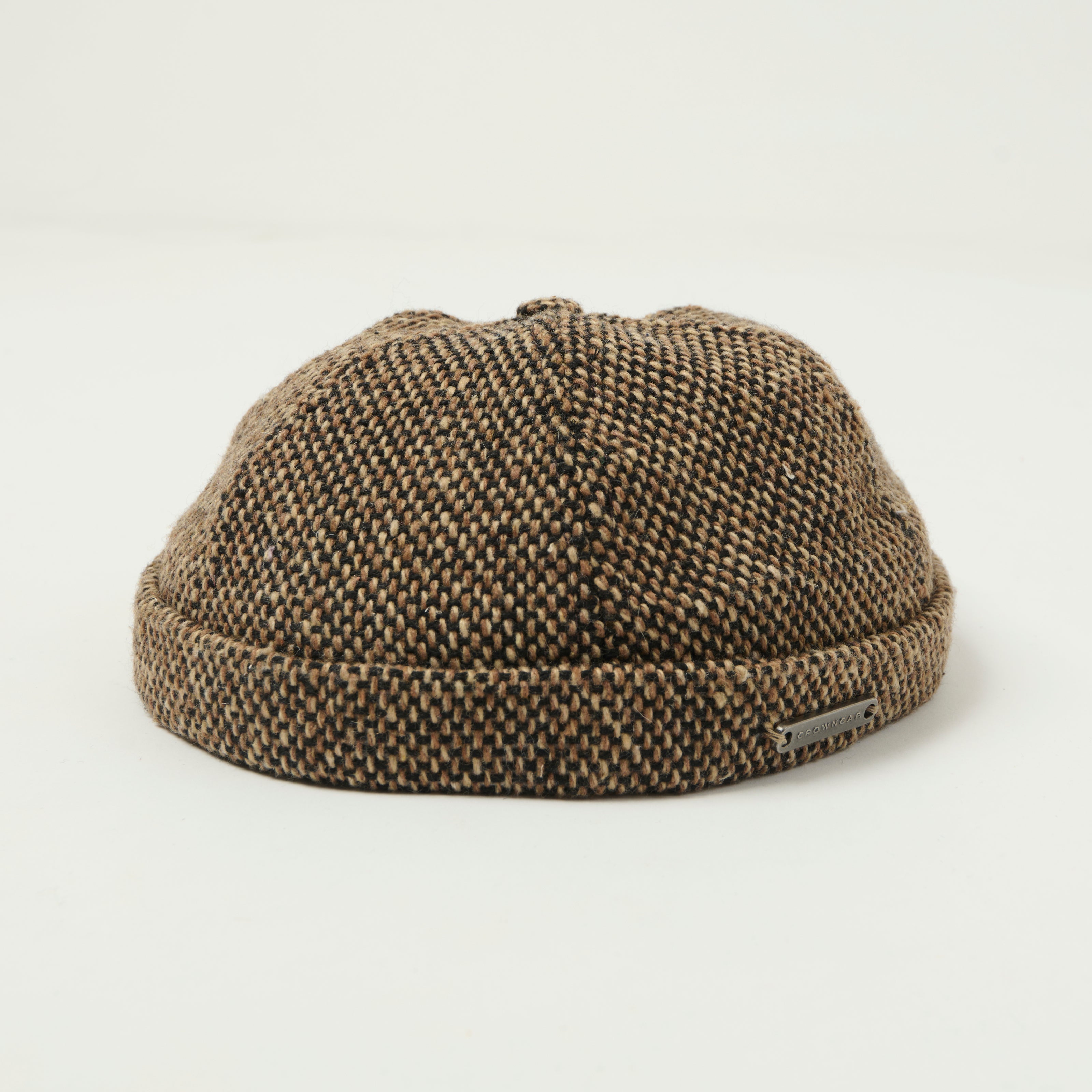 Crown Cap 1-011FP Wool Blend Donegal Beanie Cap - Brown Salt & Pepper