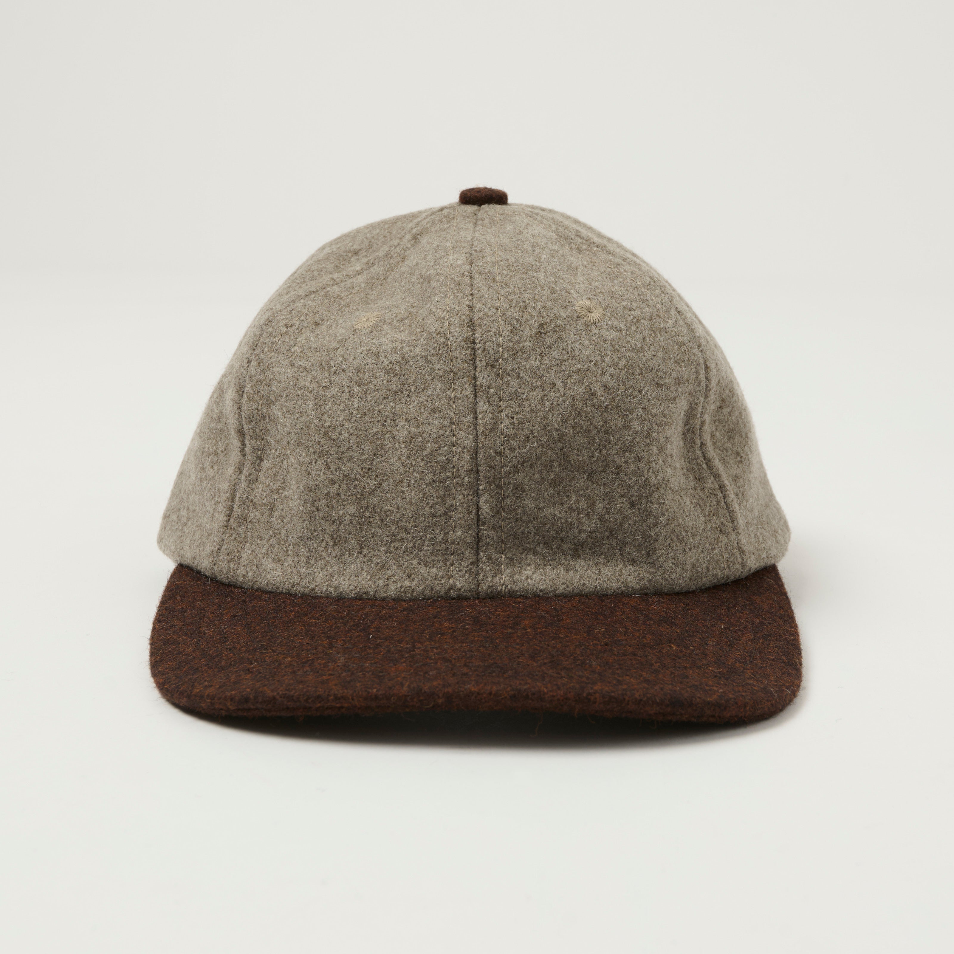 Dehen 1920 Melton Wool Baseball Hat - Oatmeal/Red Oak