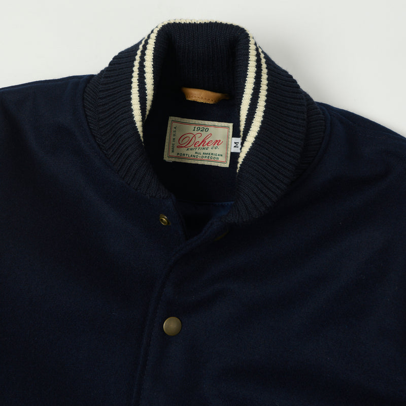 Dehen 1920 Varsity Jacket - Dark Navy/Antique Rust