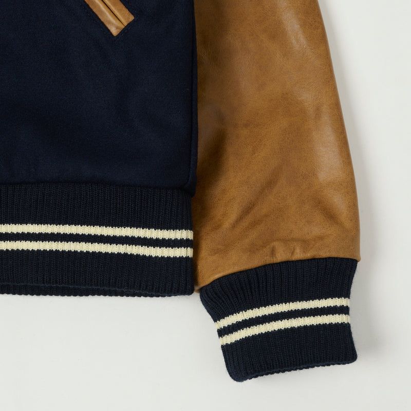 Dehen 1920 Varsity Jacket - Dark Navy/Antique Rust