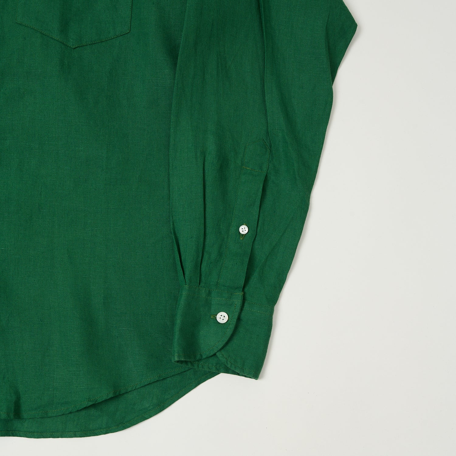 Drake's Linen Summer Shirt - Forest Green