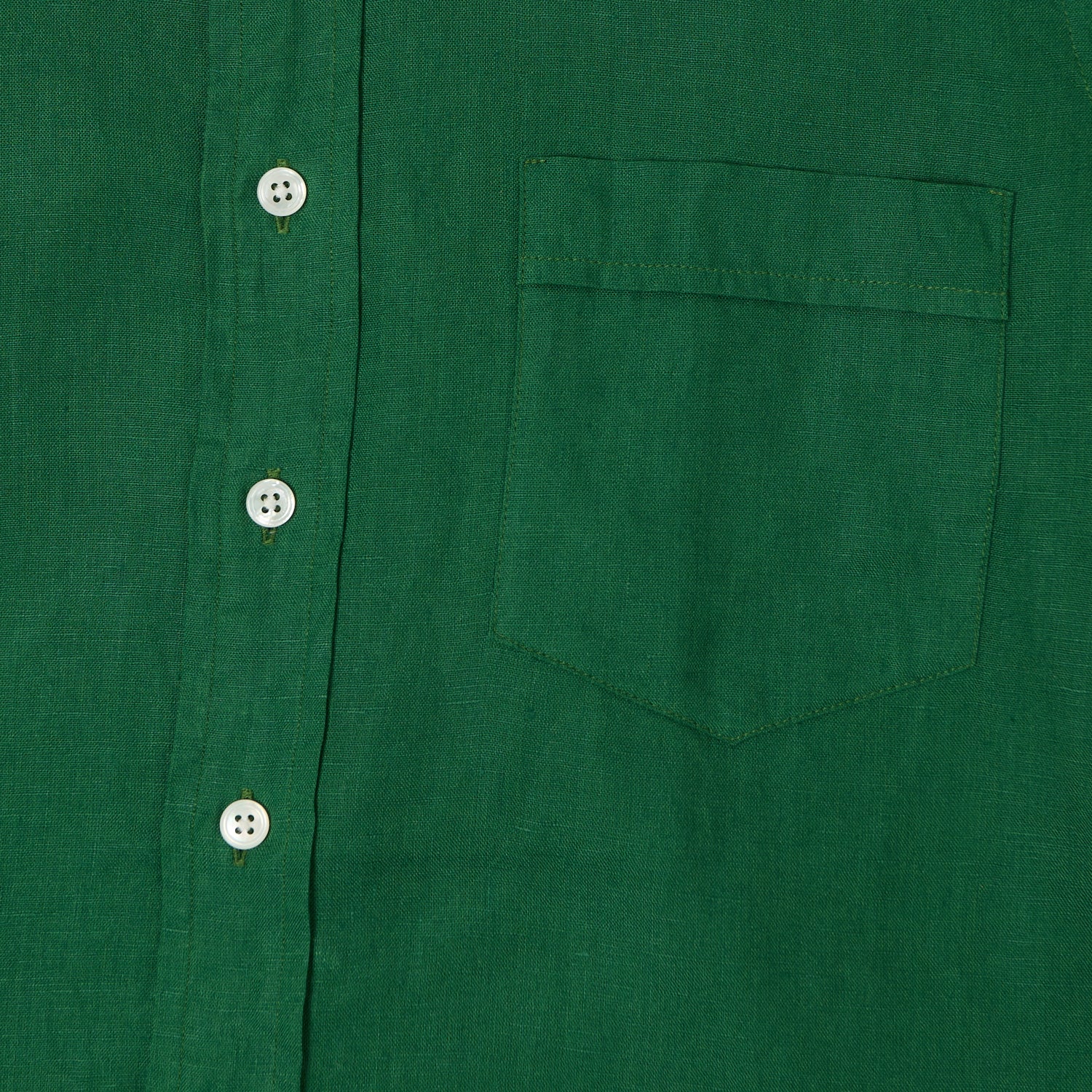 Drake's Linen Summer Shirt - Forest Green