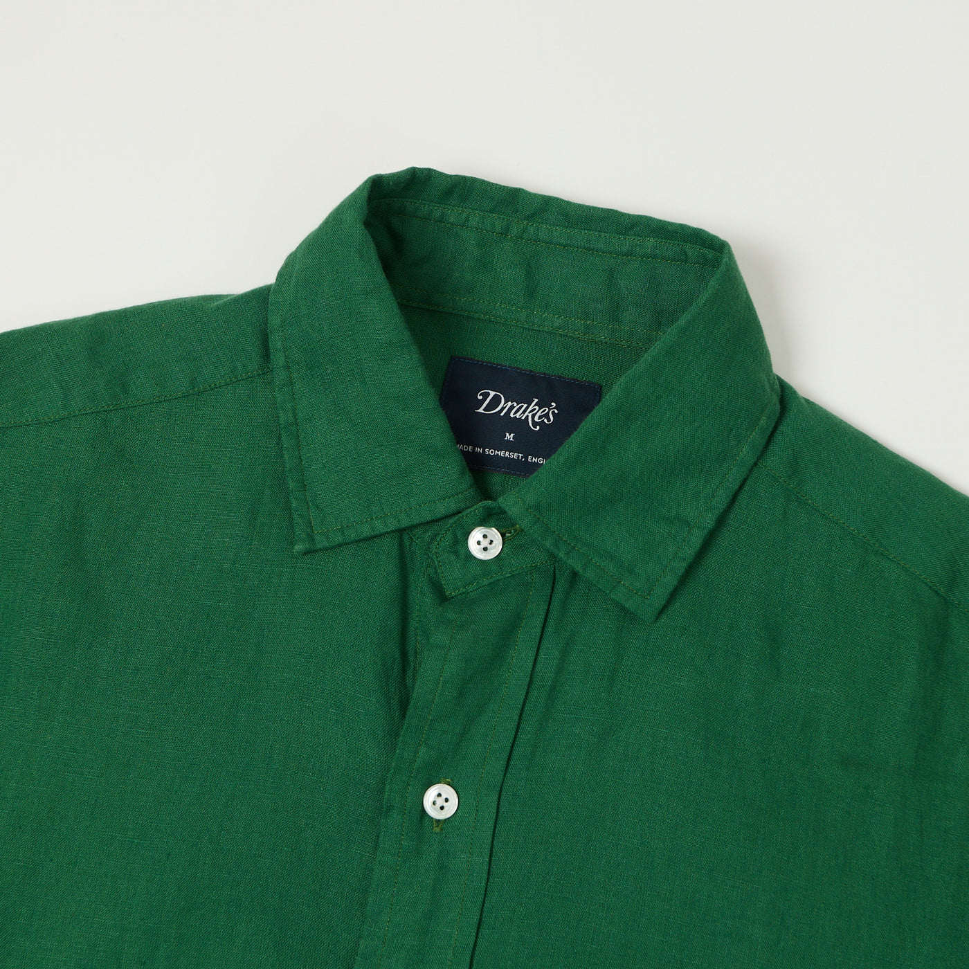 Drake's Linen Summer Shirt - Forest Green