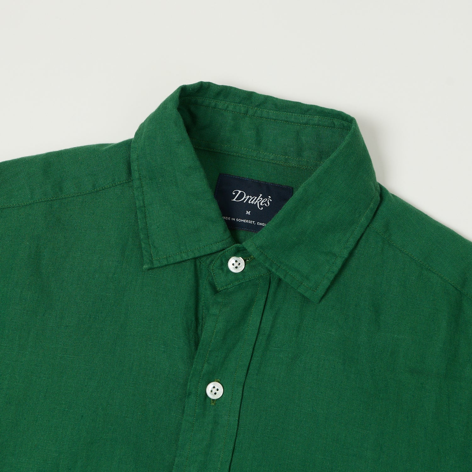 Drake's Linen Summer Shirt - Forest Green
