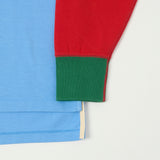 Drake's Half Block L/S Mock Neck Rugby Shirt - Red/Blue/Green