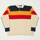 Drake's Half Block Multi Stripe L/S Rugby Shirt - Ecru/Red/Yellow