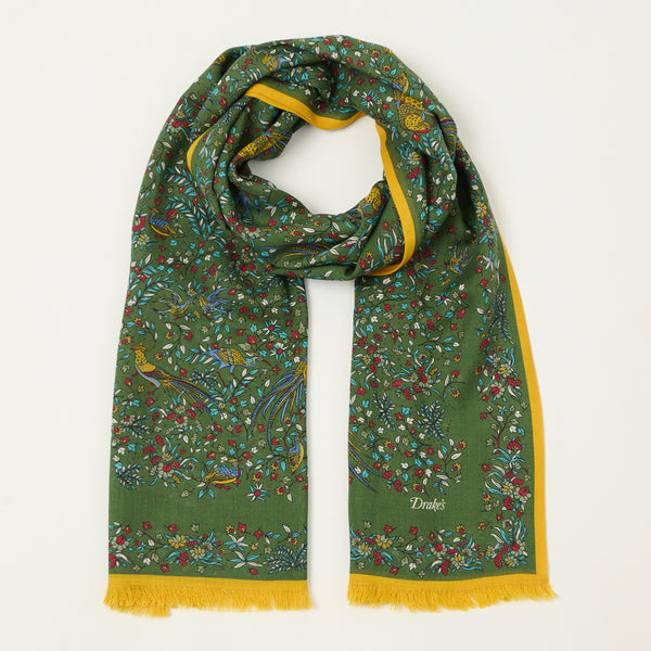 Drake's 'Bird of Paradise' Wool/Silk Tubular Scarf - Green – SON