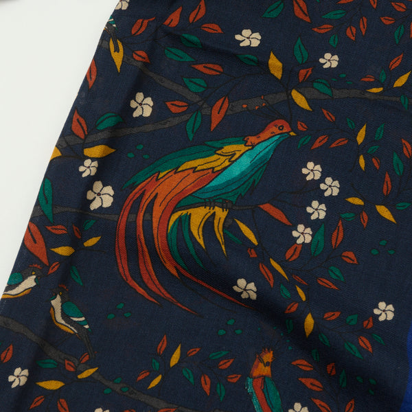 Drake's 'Birds of Paradise' Wool Scarf - Navy