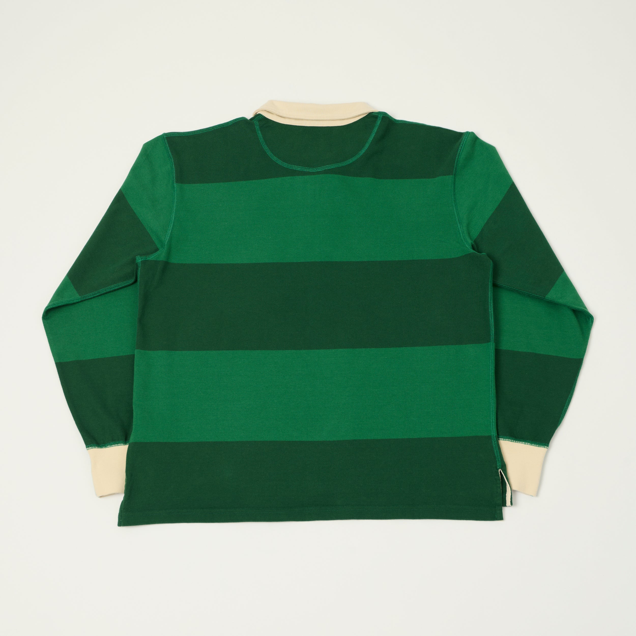 Drake's Block Stripe Quarter Zip Rugby Jumper - Dark Green – SON