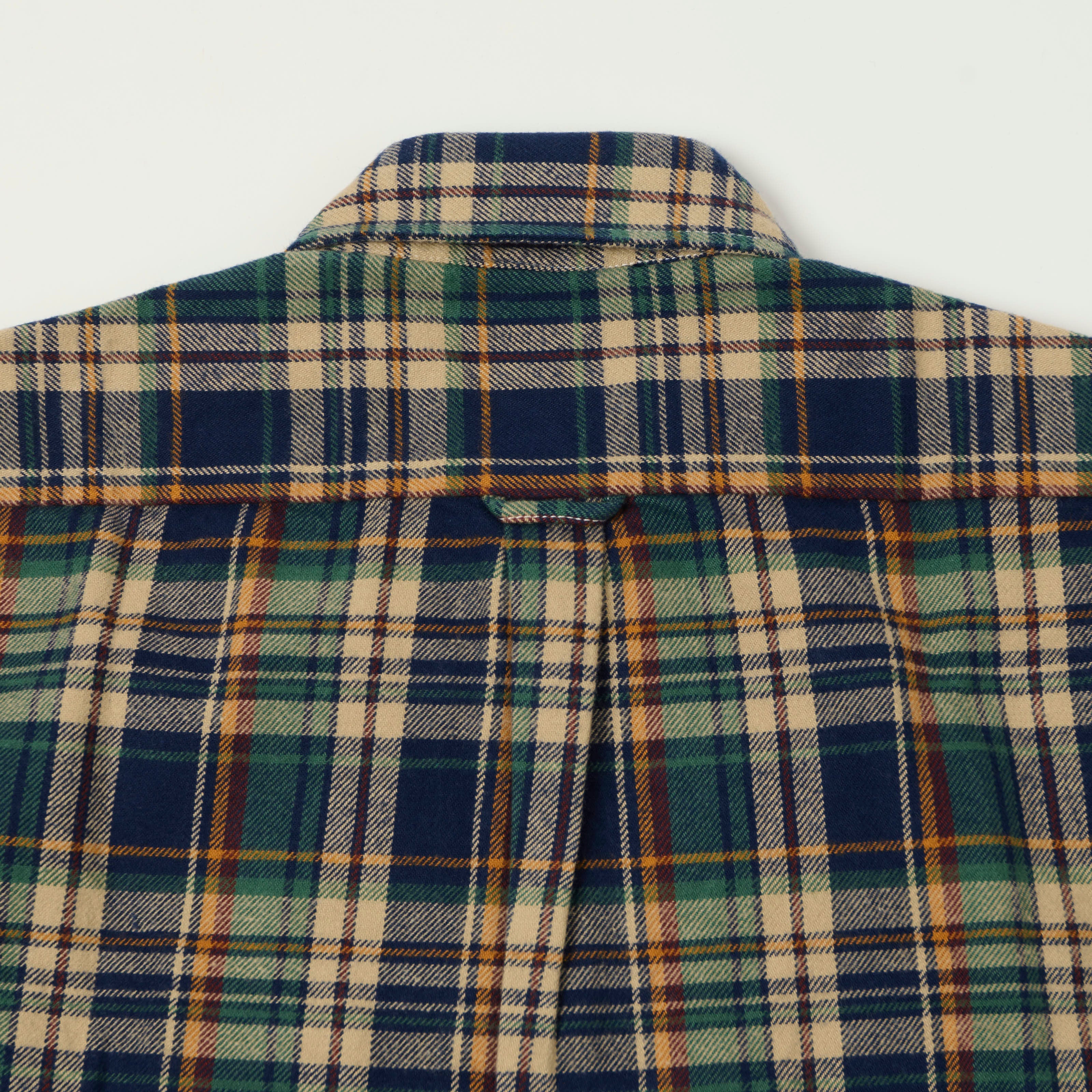 Drake's Brushed Flannel Plaid Work Shirt - Indigo