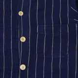 Drake's Pinstripe Heavy Linen Chore Jacket - Navy/White