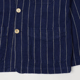 Drake's Pinstripe Heavy Linen Chore Jacket - Navy/White