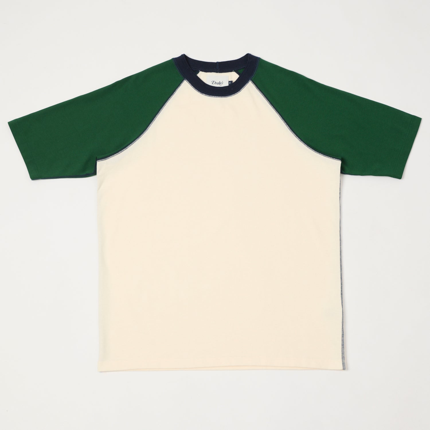 Drake's Raglan Sleeve Hiking Tee - Ecru/Green
