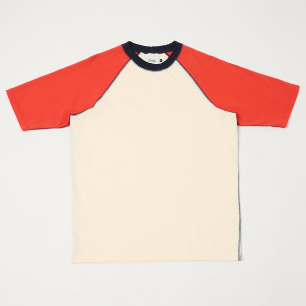 Drake's Short Sleeve Raglan Hiking Tee - Ecru/Red