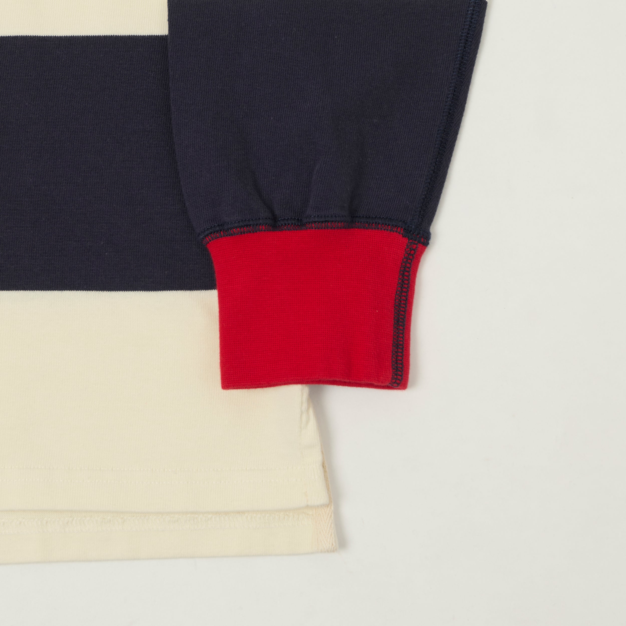 Drake's Dual Block Stripe Rugby Shirt - White/Navy