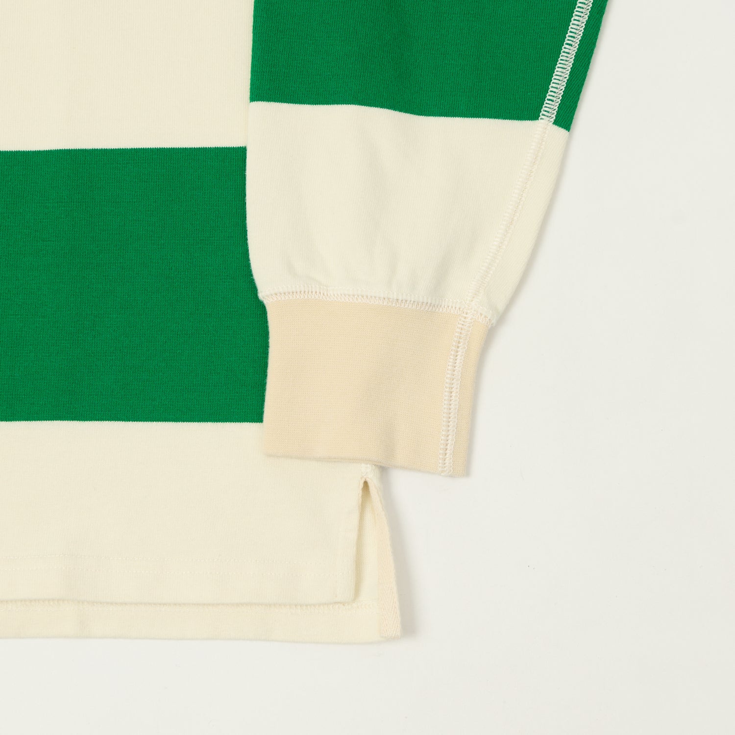 Drake's Grandad Collar Rugby Shirt - Green/White