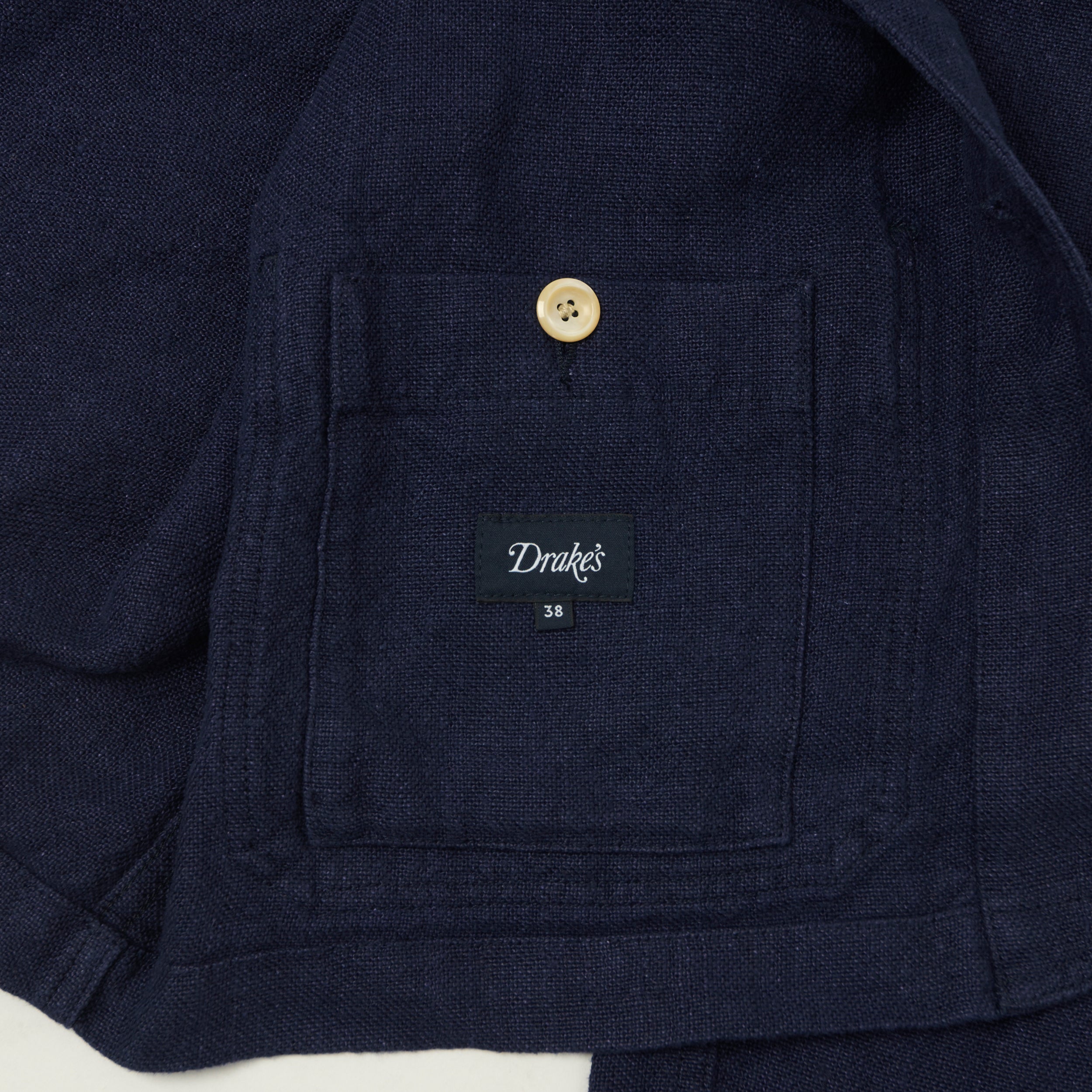 Drake's Heavy Linen 5-Pocket Chore Jacket - Navy