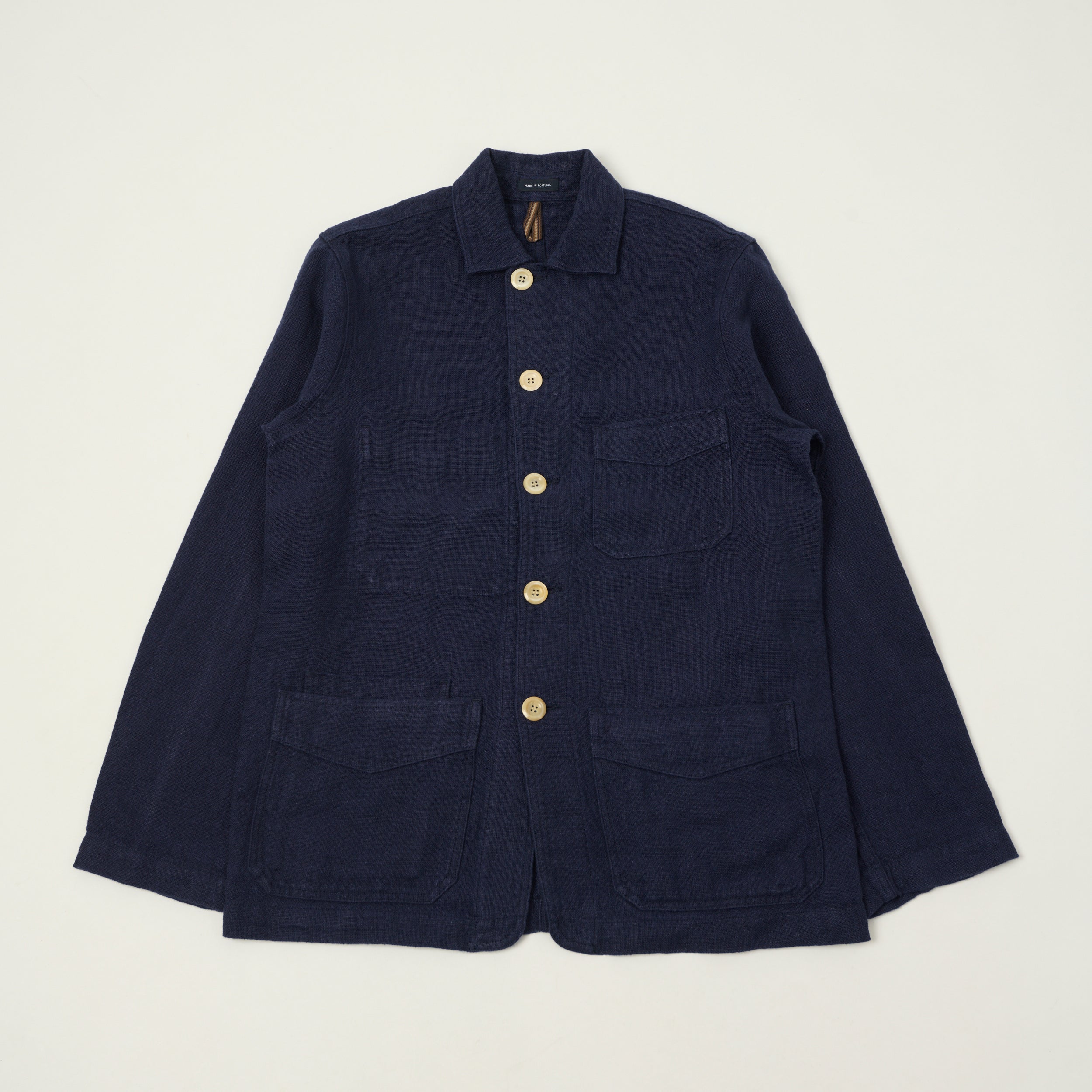 Drake's Heavy Linen 5-Pocket Chore Jacket - Navy