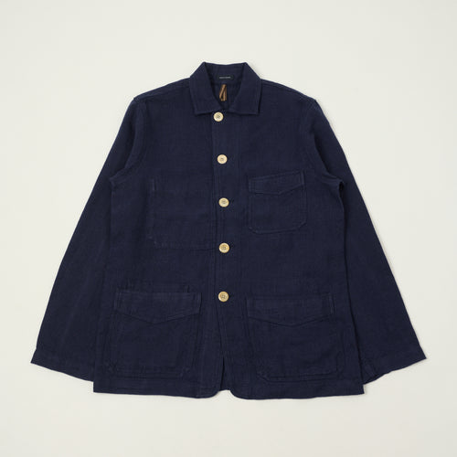 Drake's Heavy Linen 5-Pocket Chore Jacket - Navy