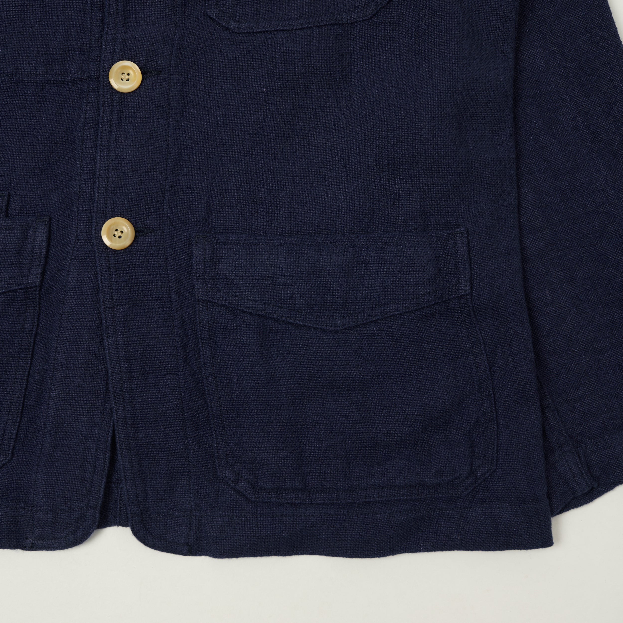 Drake's Heavy Linen 5-Pocket Chore Jacket - Navy